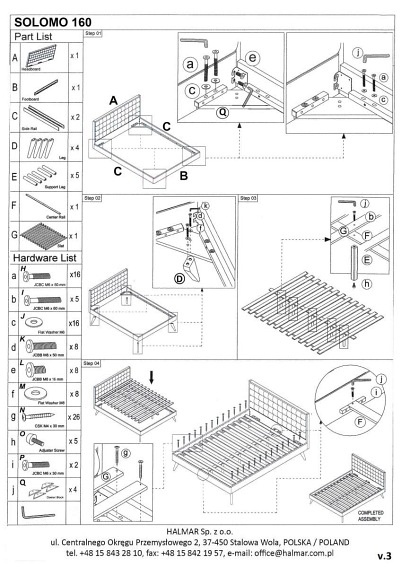 Łóżko SOLOMO 160x200 Beżowy/Orzech