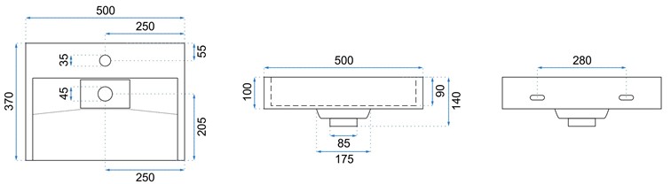 Umywalka Nablatowa Konglomeratowa GOYA 50 Biały