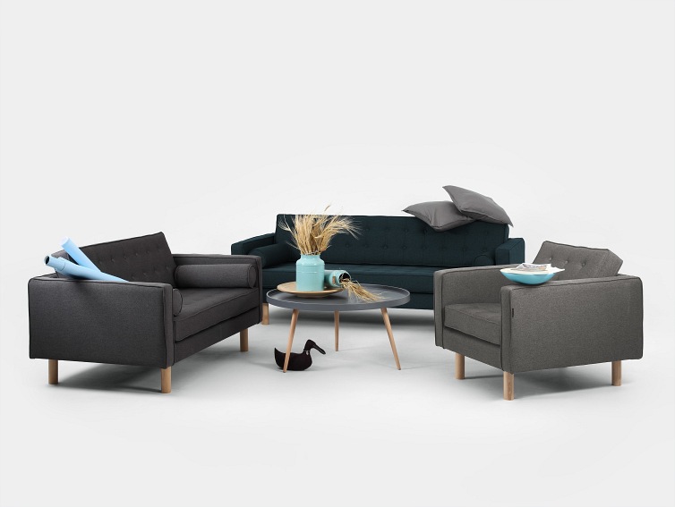 Sofa 3 os. Topic Wood 220x88x80 Głębia Oceanu/Naturalny