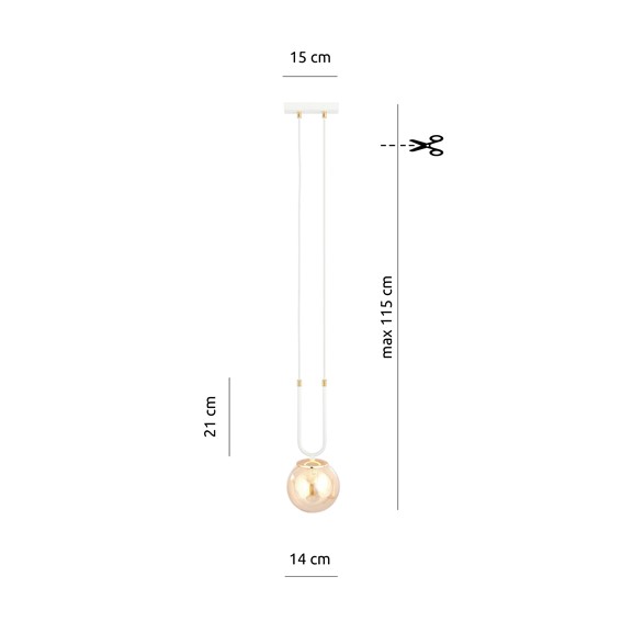 Lampa Wisząca GLAM 1 Biały/Miodowy