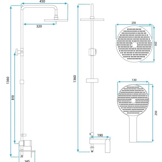 Zestaw Natryskowy VENETA Złoty Szczotkowany