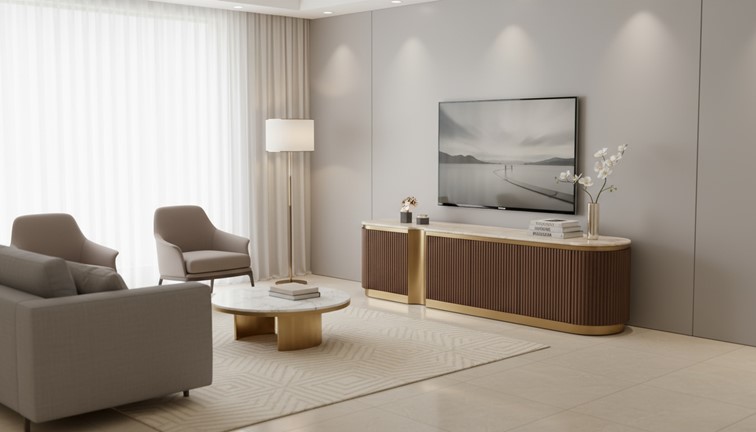 Komoda RTV STILIG ST916D Orzech/Złoty