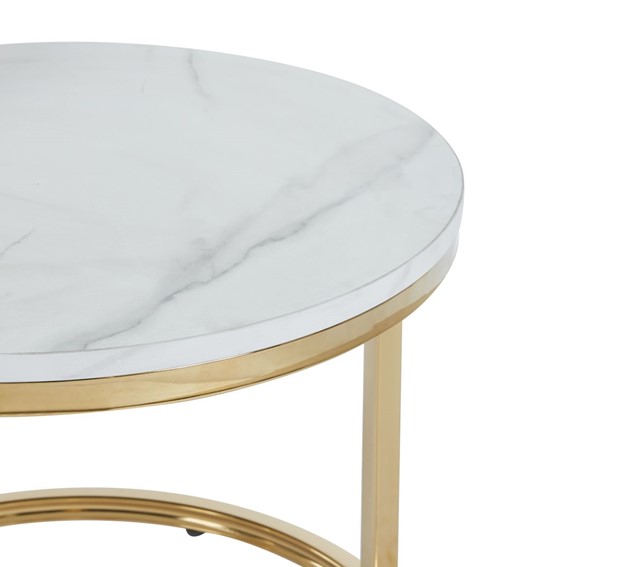 Ława L3-FX (B) fi70 fi50 Biały Marmur/Złoty