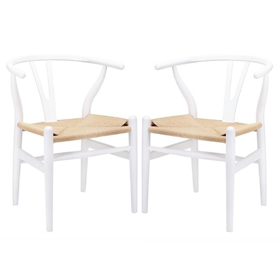 Zestaw 2x Krzesło Drewniane VALI Biały/Naturalny