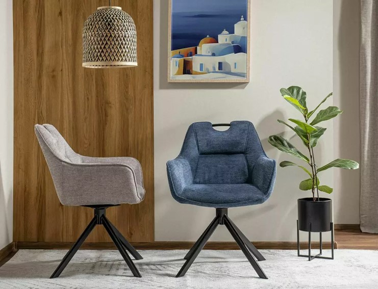 Krzesło REMO Brego Czarny Mat/Granatowy 86