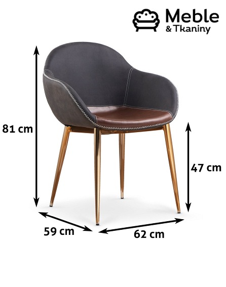 Krzesło K304 Ciemny Popiel/Brązowy/Złoty Chrom