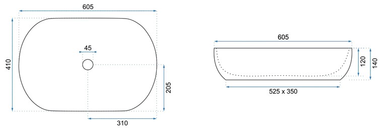 Umywalka Nablatowa CLEO 61 AIAX MATT Czarny