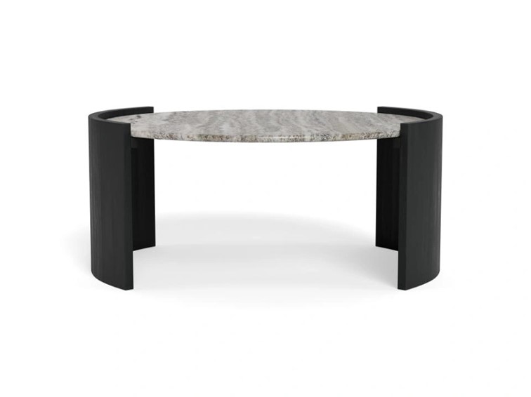 Stolik ZAFRA fi95 Marmur/Czarny