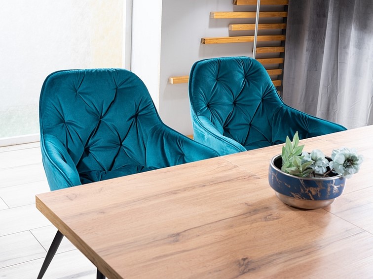 Stół BRICK (120-160)x80 Czarny/Dąb Artisan