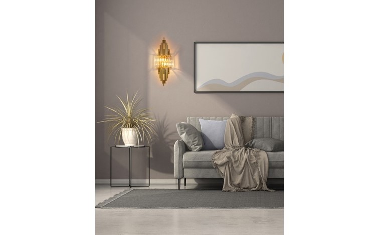 Lampa Ścienna TOWERS Złoty/Transparentny