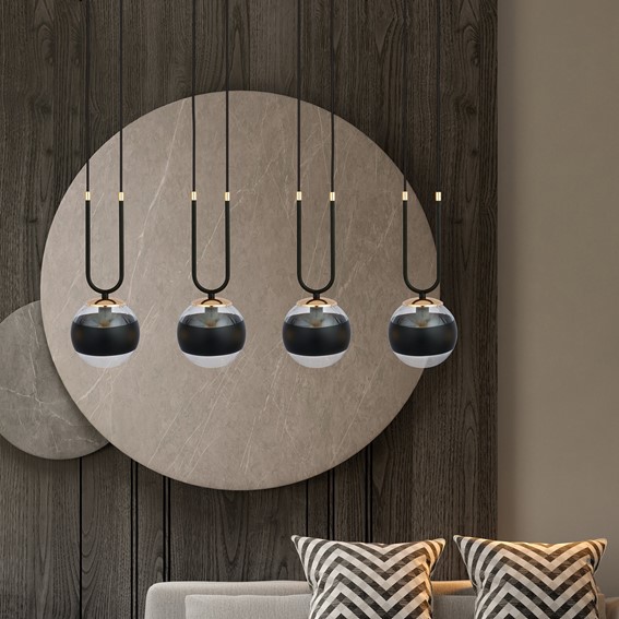 Lampa Wisząca GLAM 4 STRIPE Czarny