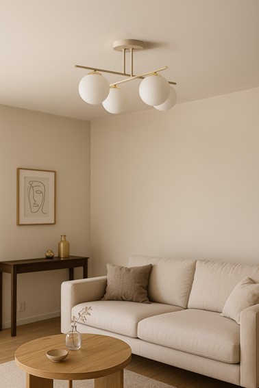 Lampa Sufitowa SAVIA K-5793 Biały/Beż/Złoty