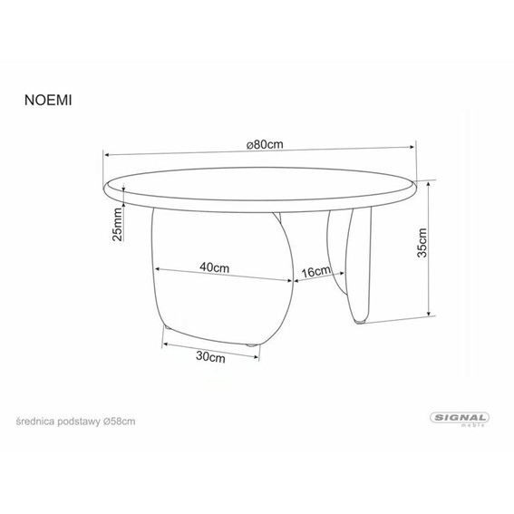 Ława NOEMI Fi80cm Ciemny Beż Mat