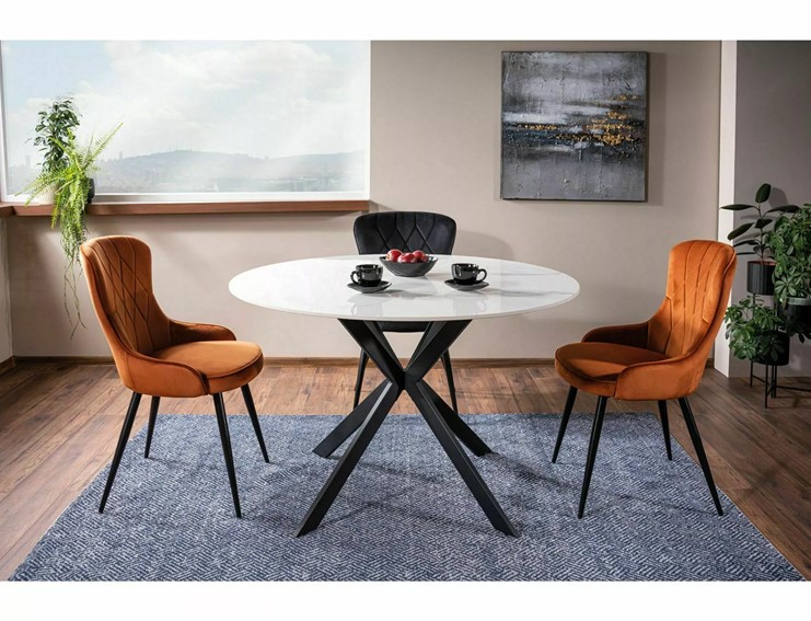 Stół TALIA fi90 Czarny/Biały