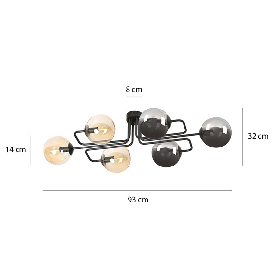 Lampa Sufitowa BRENDI 6A MIX2 Czarny