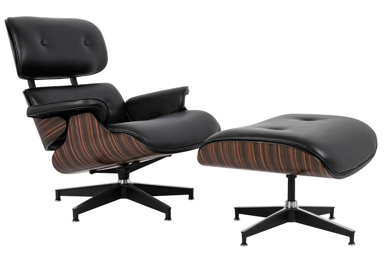 Fotel z Podnóżkiem LOUNGE HM PREMIUM Czarny/Heban