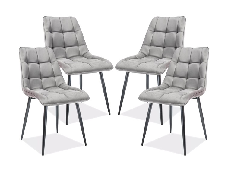 Zestaw 4x Krzesło CHIC Velvet Czarny/Szary Bluvel 14