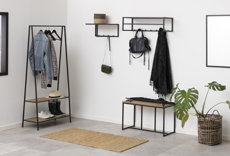 Wieszak na Ubrania SEAFORD z Półką Dąb Dziki