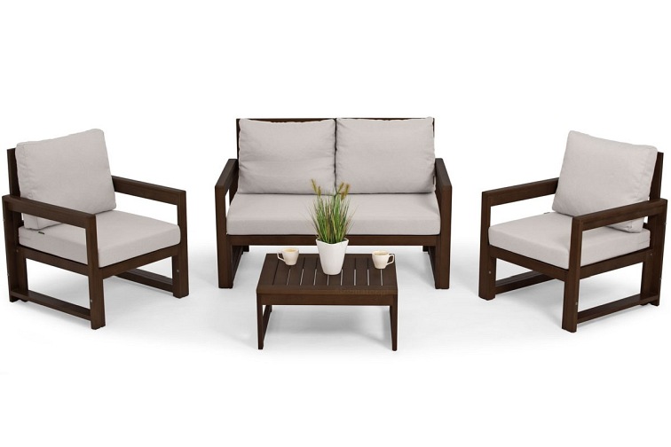 Zestaw Ogrodowy MALTA 4-Osobowy Ciemny Brązowy/Szary