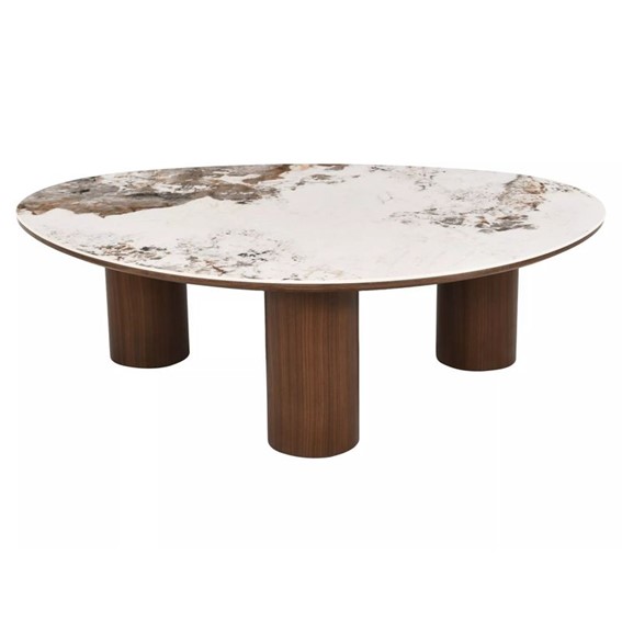 Ława ADELIS 110x80cm Biały Połysk/Orzech