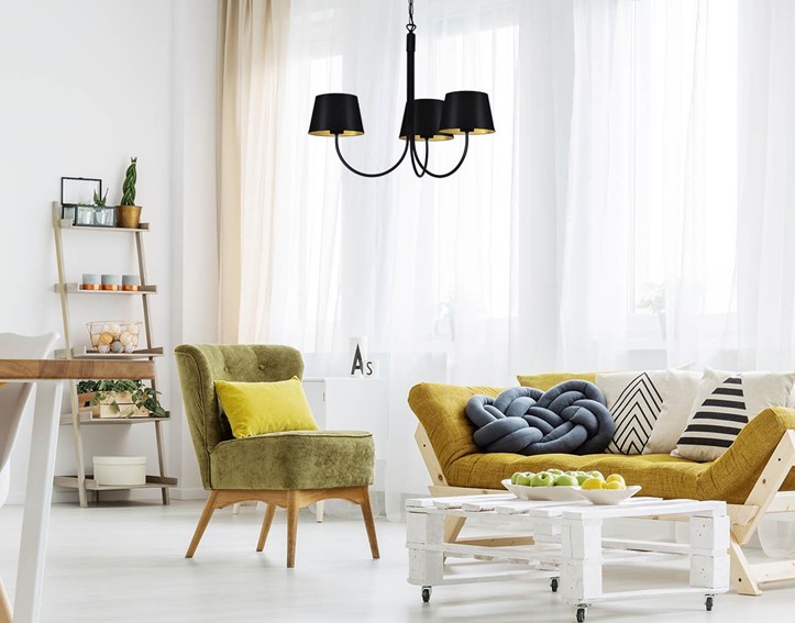 Lampa Wisząca SASTO K-4335 Czarny/Złoty