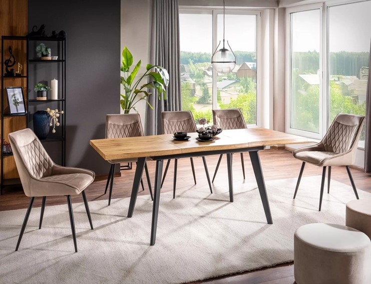 Stół Rozkładany FRESNO (150x210)x90 Dąb Artisan/Czarny