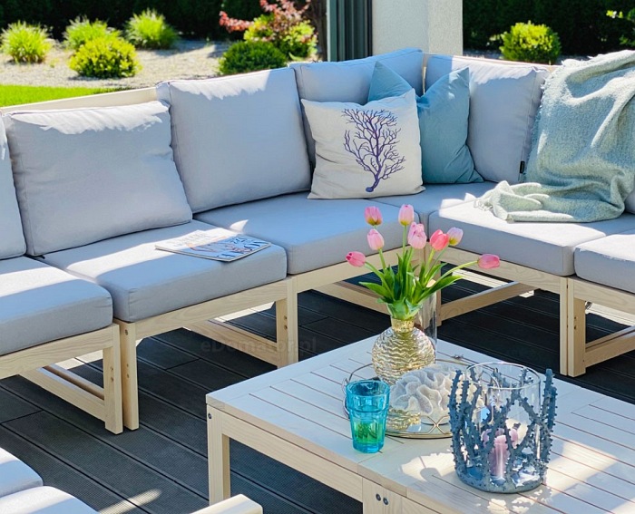 Sofa Ogrodowa Narożna MALTA 5-Osobowa Brązowy/Szary