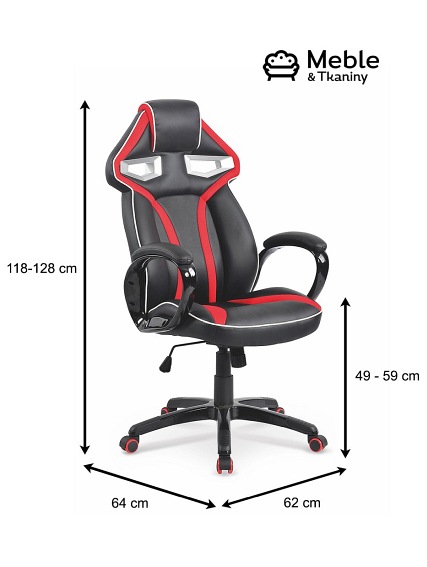 Fotel Gamingowy Obrotowy HONOR Czarny/Czerwony