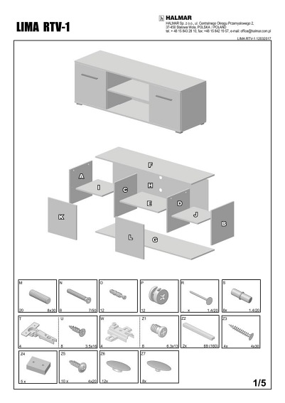 Szafka RTV LIMA RTV1 Dąb Sonoma/Biały