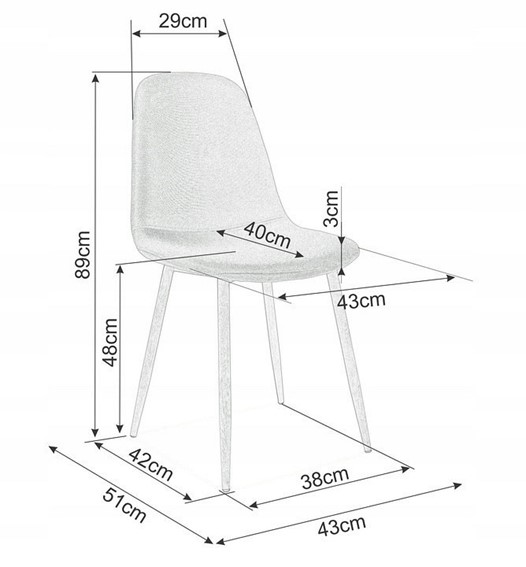 Krzesło FOX Velvet Czarny/Szary Tap. 93