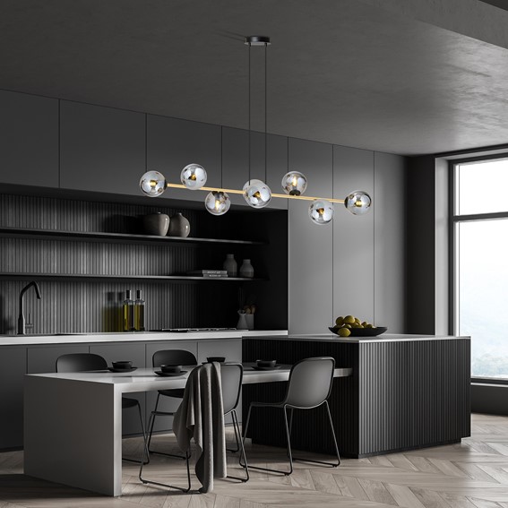 Lampa Wisząca GRAVITY 8 Czarny/Złoty/Grafitowy