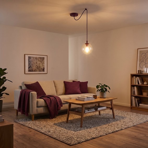 Lampa Wisząca GIGI 1 Burgundowy/Transparentny