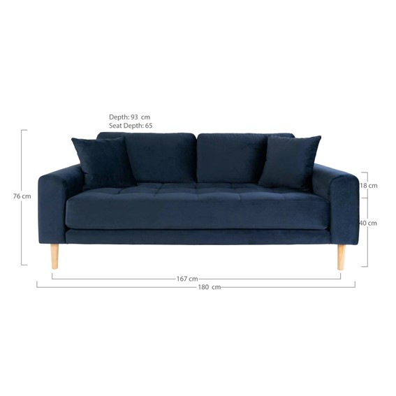 Sofa LIDO Trzyosobowa Granatowy/Naturalny