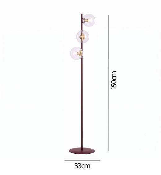 Lampa Podłogowa MAGNUS LP3 Burgundowy/Transparentny