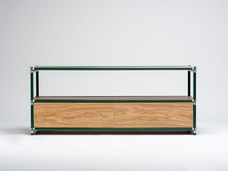 Stolik SKARDU H3 RTV FLEX Dąb/Zielony