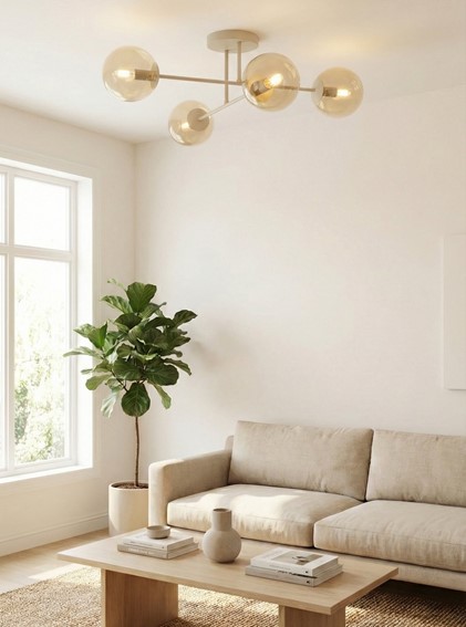 Lampa Sufitowa ROMA 4 Beżowy/Bursztynowy