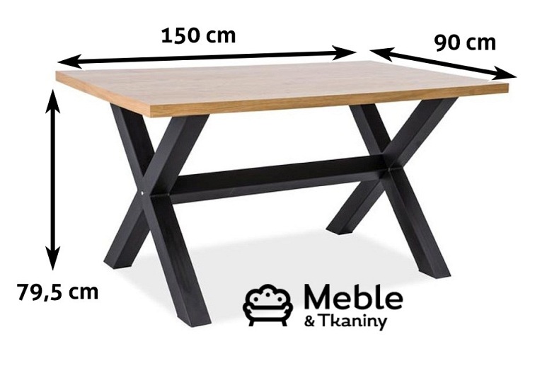 Stół XAVIERO 150x90 Okleina Czarny/Naturalny