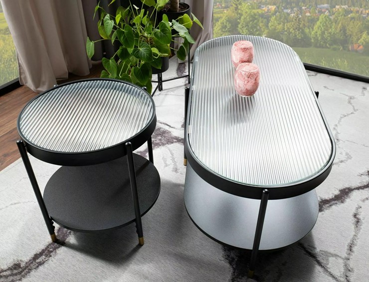 Ława LAGUNA B 110x50 Transparentny/Czarny Mat