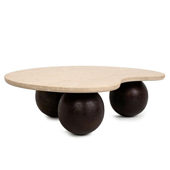 Stolik Kawowy ORGANIC Trawertyn/Brązowy