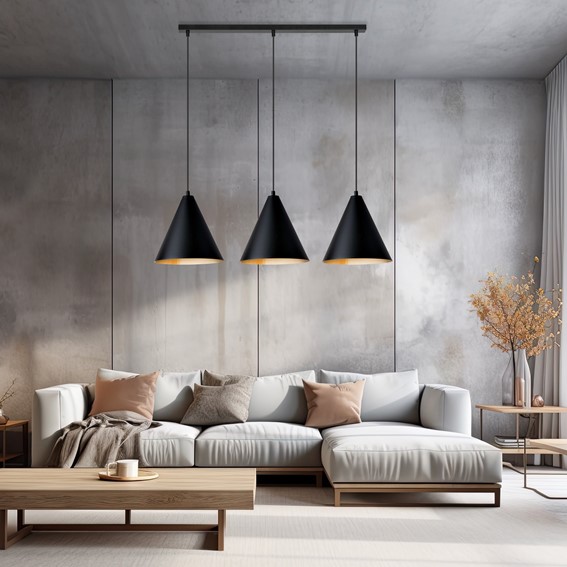 Lampa Wisząca REBEL 3 Czarny/Złoty