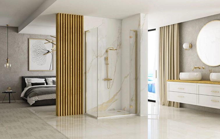 Ścianka Prysznicowa HUGO 80 Złoty Szczotkowany