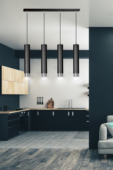 Lampa Wisząca KIBO 4 Czarny/Chrom