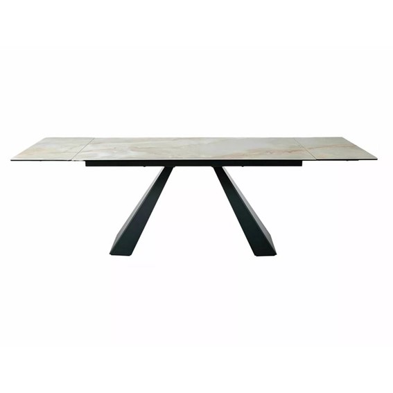 Stół Rozkładany SALVADORE Ceramic (240-160)x90cm Beż Połysk/Czarny Mat