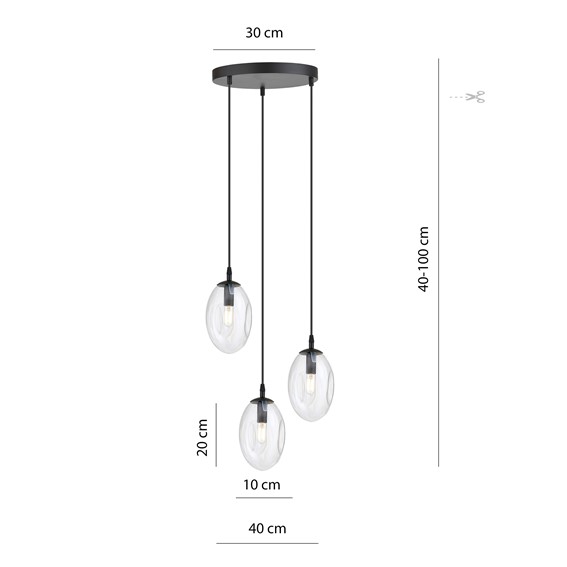 Lampa Wisząca ASTRAL 3 PREMIUM Czarny/Transparentny