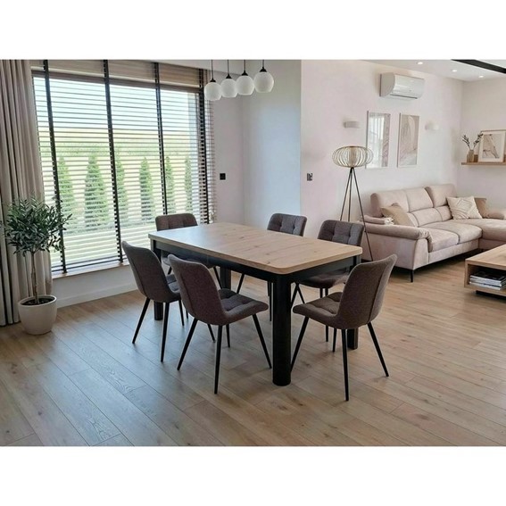 Stół Rozkładany OSKAR (200-120)x80cm Dąb Artisan/Czarny Mat