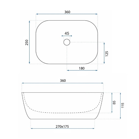 Umywalka Nablatowa BELINDA MINI STONE MATT Szary