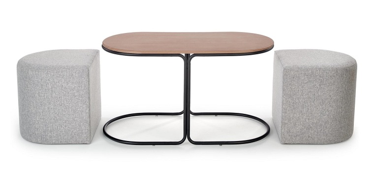 Ława z Pufami Pampa Orzech/Popielaty