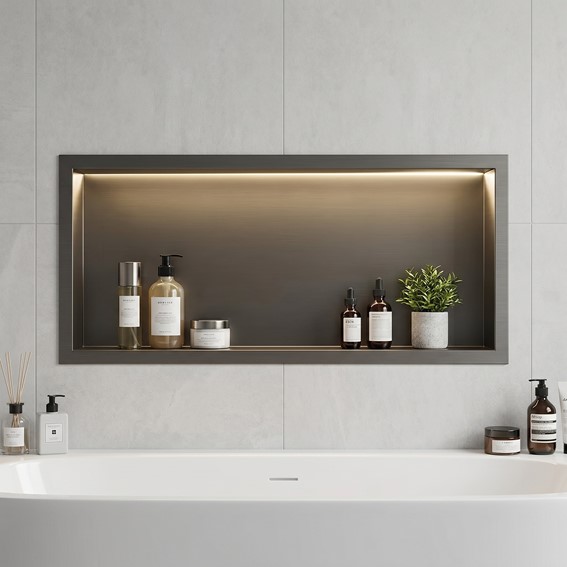 Półka Łazienkowa Wnękowa LED 30x60cm Tytan