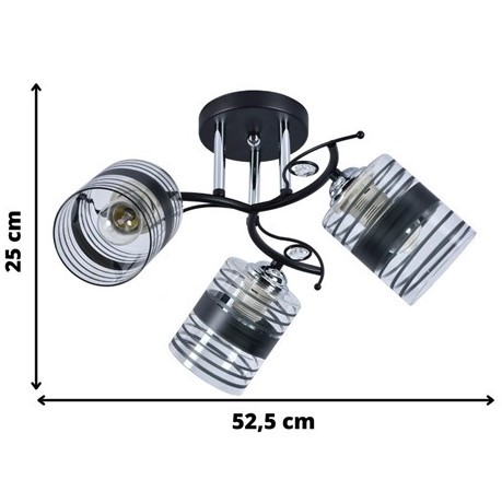 Żyrandol ASTER 3 Srebrny/Czarny