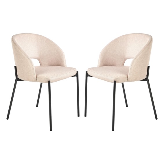 Zestaw 2x Krzesło K373 Czarny/Beżowy